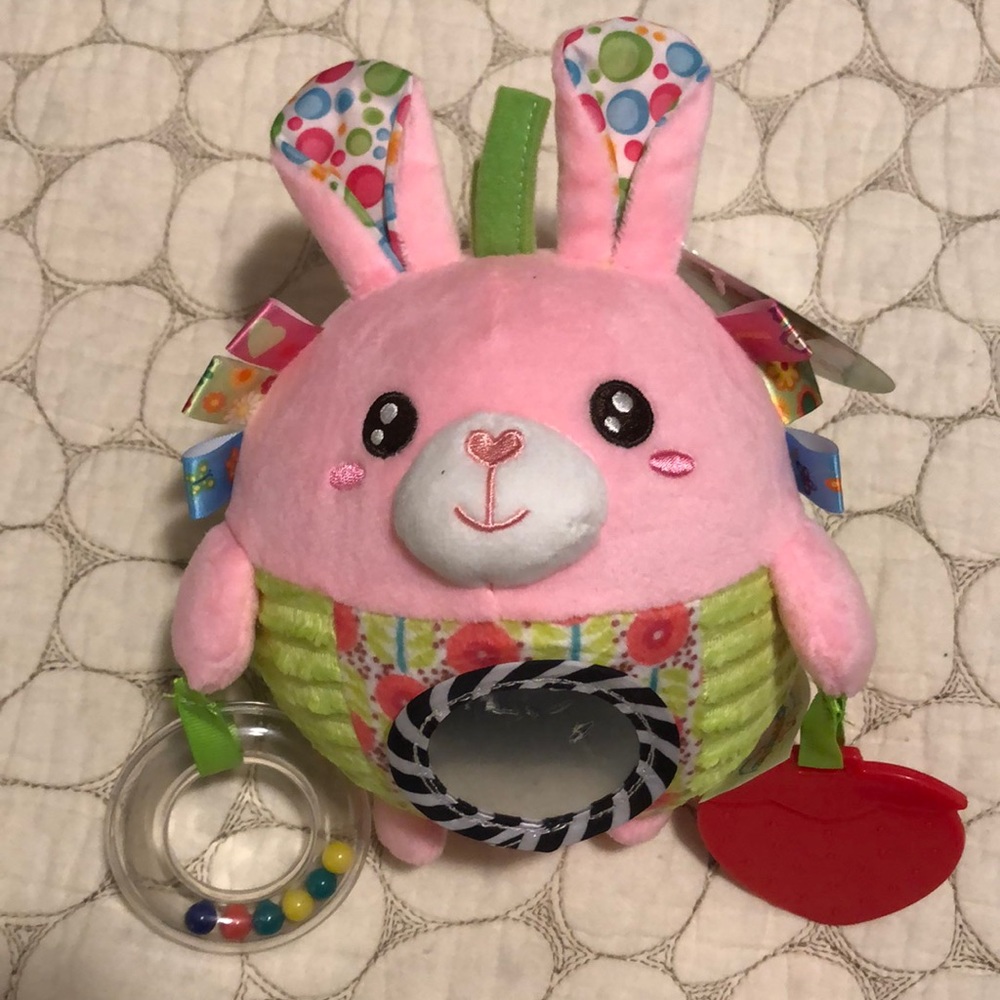 Happy Monkey NWT rattle stuffed bunny sensory ball